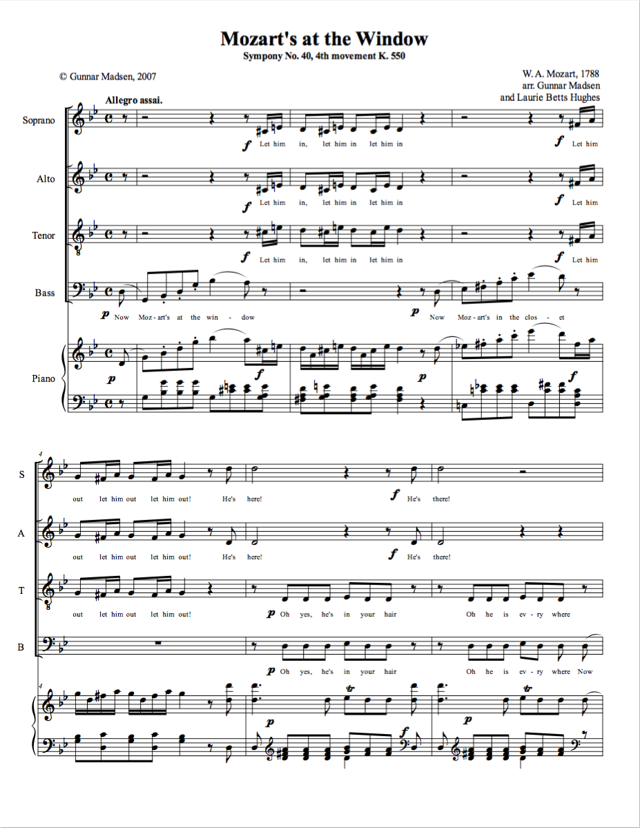 Mozart’s At the Window (SATB)